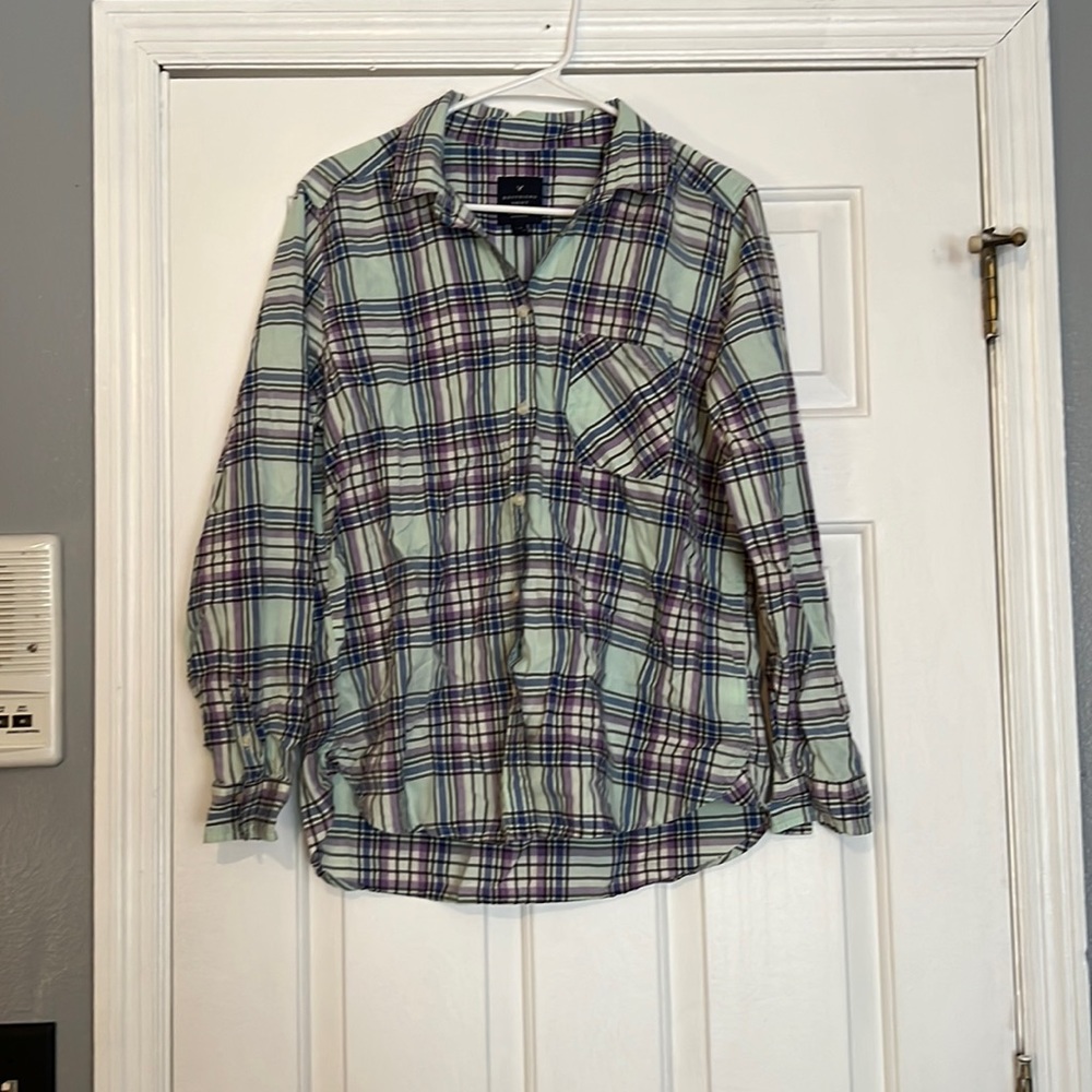 AE plaid boyfriend shirt